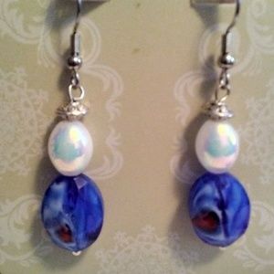 Millefiore and Pearls earrings.